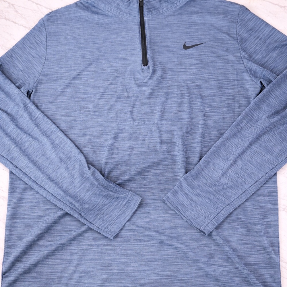 Nike Heathered Slate Blue Quarter-Zip Pullover large